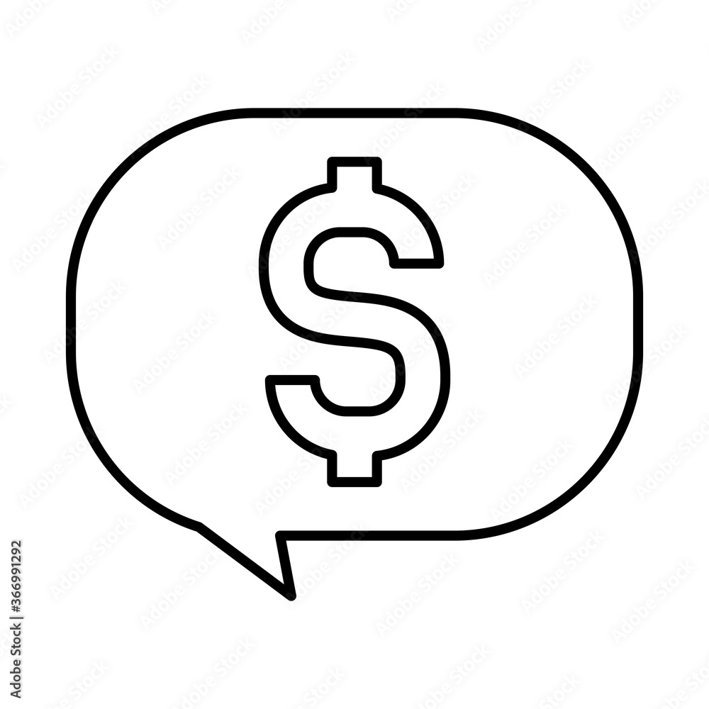 speech bubble with money symbol icon, line style speech bubble with money symbol icon, line style