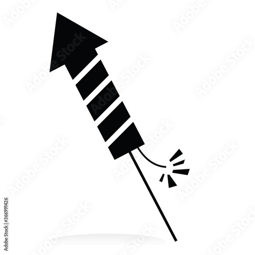 lit fireworks icon, black and white, vector illustration 