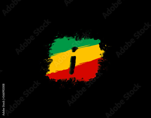 I Letter Logo In Square Grunge Shape With Splatter and Rasta Color. Letter I Reggae Style Icon Design.