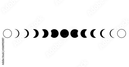Moon phases astronomy icon set Vector Illustration on the white background.