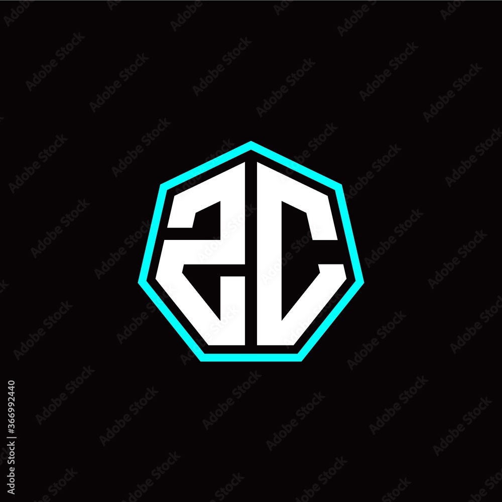 Z C initials modern polygon logo template Z C initials modern polygon logo template