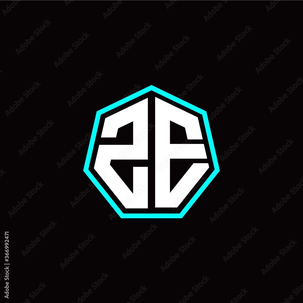 Z E initials modern polygon logo template Z E initials modern polygon logo template