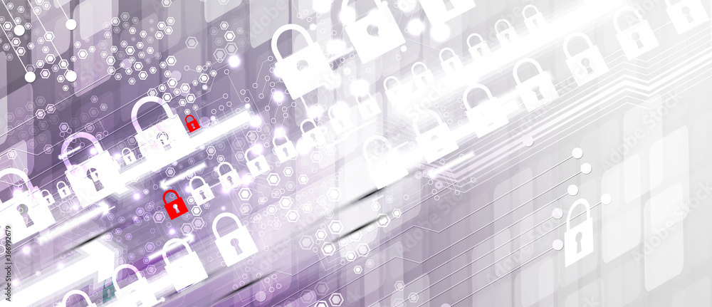 internet digital security technology concept for business background. Lock on circuit board internet digital security technology concept for business background. Lock on circuit board