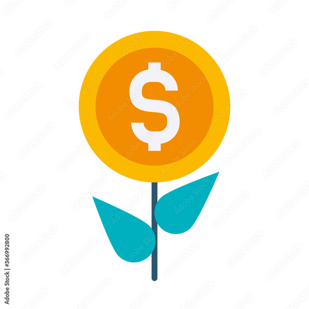 profit plant, plant with money coin icon, flat style profit plant, plant with money coin icon, flat style