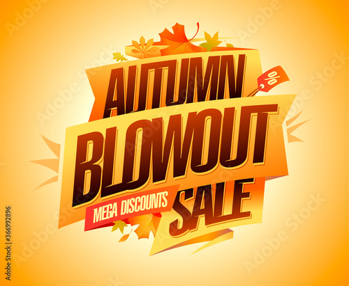 Autumn blowout sale, mega discounts, banner design