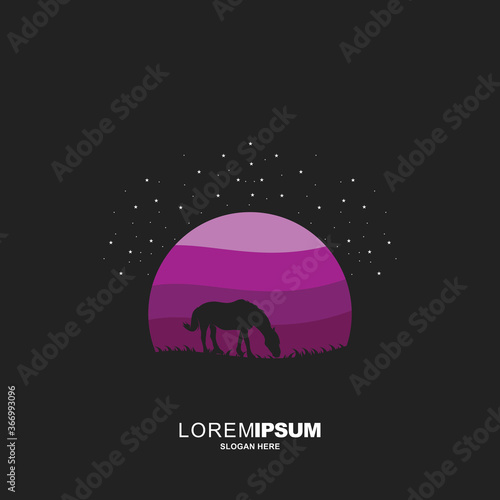 Creative horse at night design concepts vector illustration, © Dfkqs