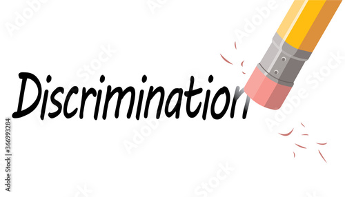 discrimination, pencil and eraser, vector illustration 