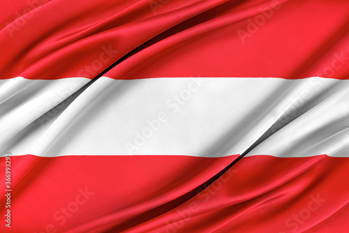 Colorful Austrian flag waving in the wind. High quality illustration. photo