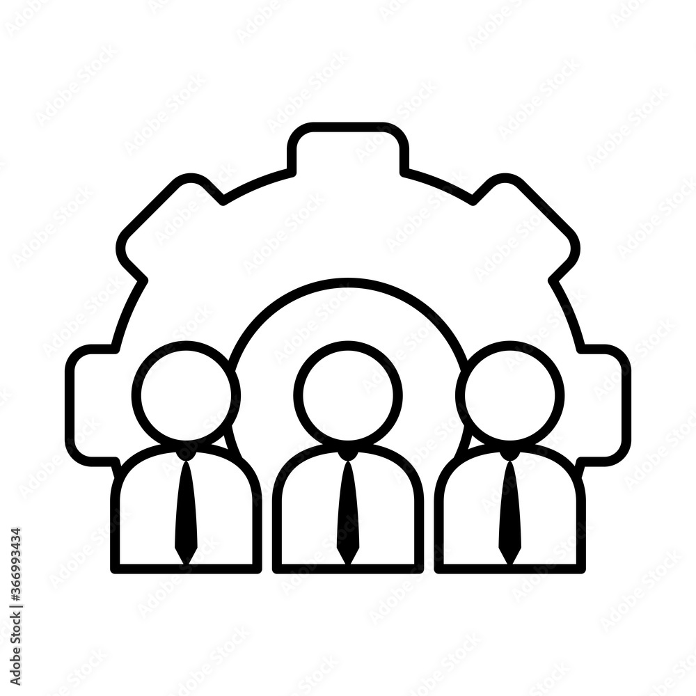 avatar businesspeople and gear wheel icon, line style avatar businesspeople and gear wheel icon, line style