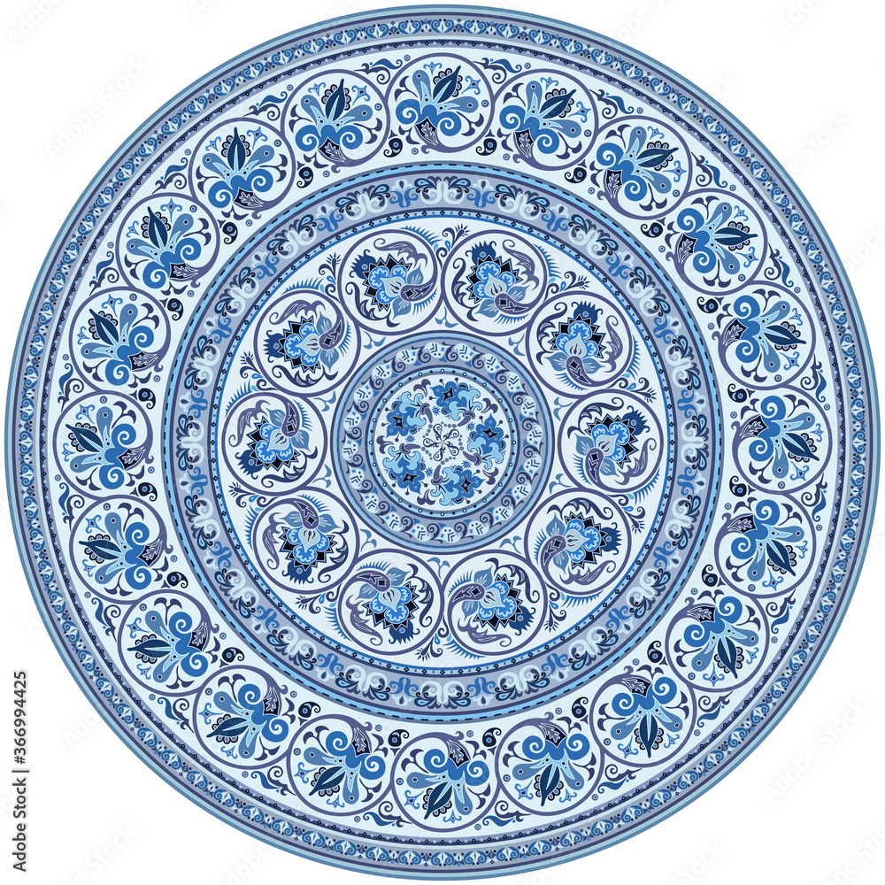 Vector ethnic round ornamental illustration.