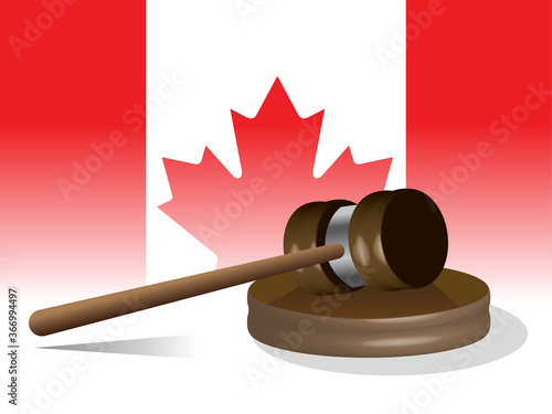 judge gavel, canada flag, vector illustration 