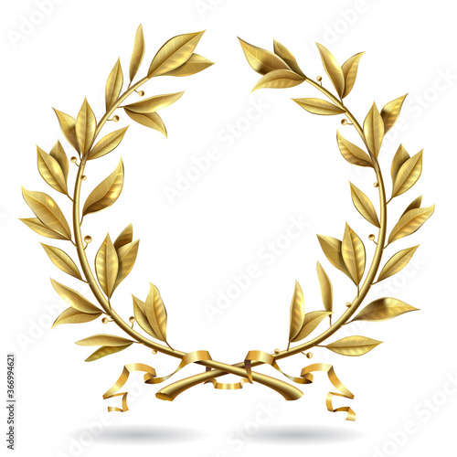Golden realistic and vintage laurel wreath winner