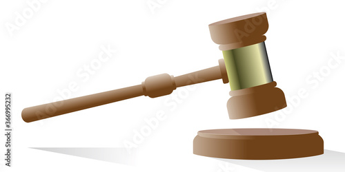 judge gavel isolated on white background, vector illustration 