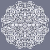Vector white floral ethnic round illustration.