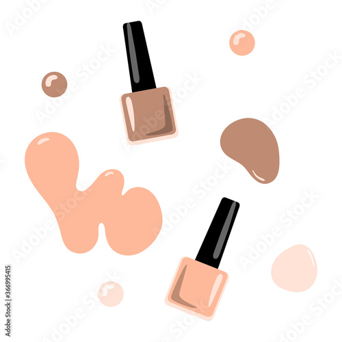 Nail polish, stain and polish drop. Vector illustration.