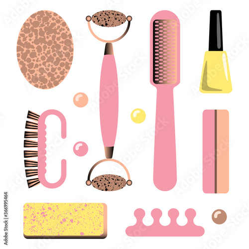 Set of manicure accessories and tools. Vector illustration.