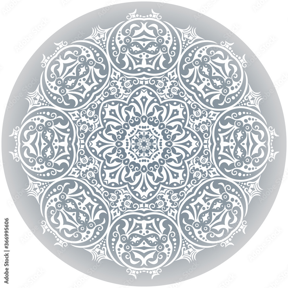 Vector white ethnic round ornamental illustration. Vector white ethnic round ornamental illustration.