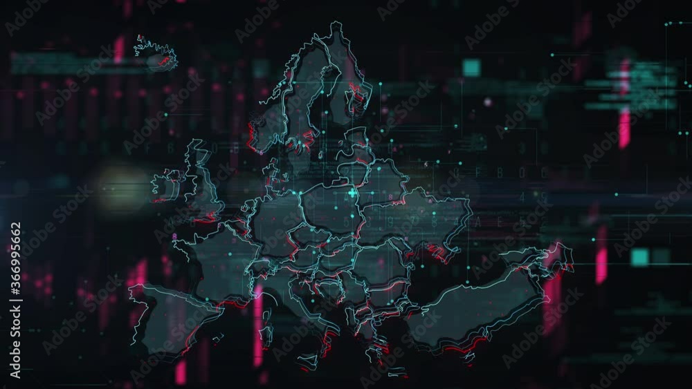 Europe map glitch effect background. Motion graphic 2d design. Europe map glitch effect background. Motion graphic 2d design.