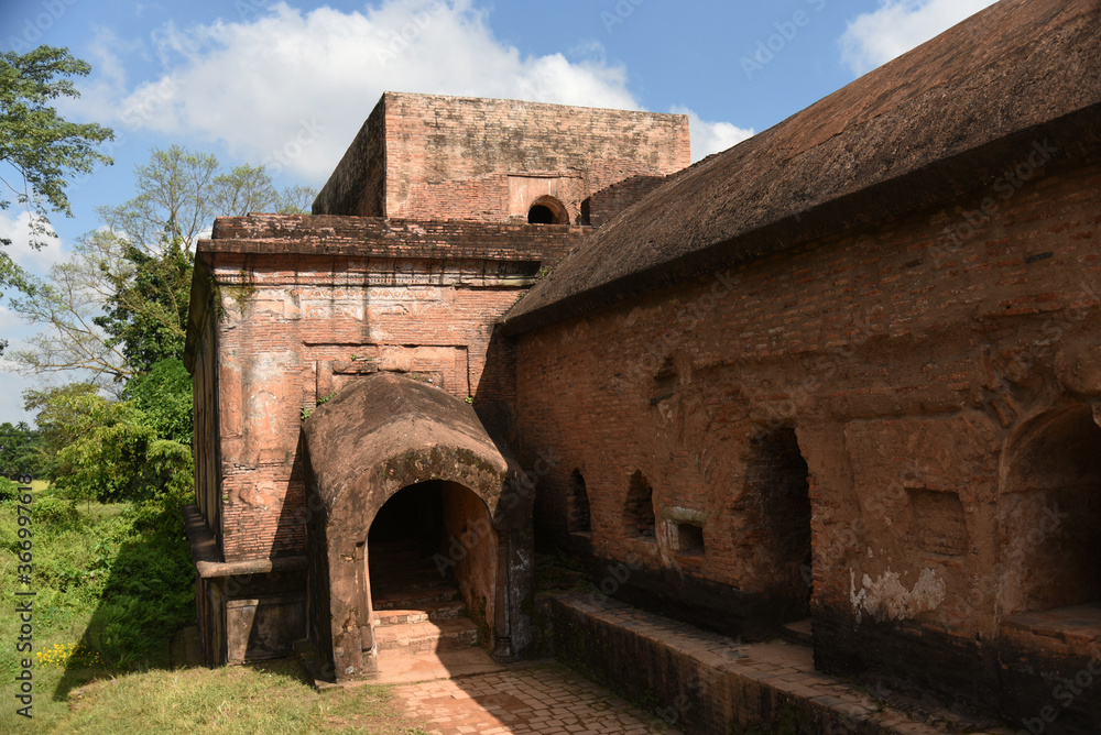 Ahom architecture Talatal Ghar during a sunny day which is 300 years old
