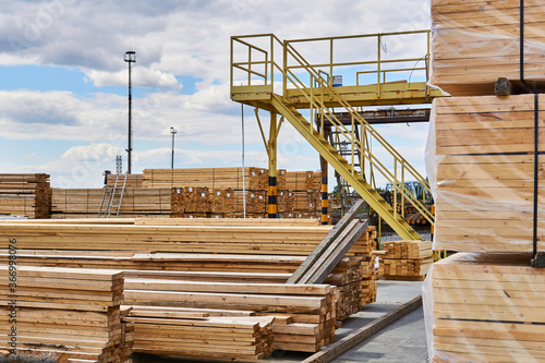 freshly made boards are ready for packing in the woodyard photo