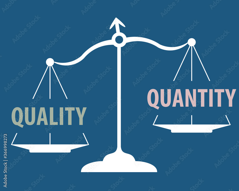 quality and quantity on scales, vector illustration quality and quantity on scales, vector illustration