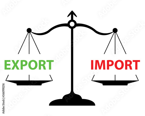 export and import on scales, vector illustration 