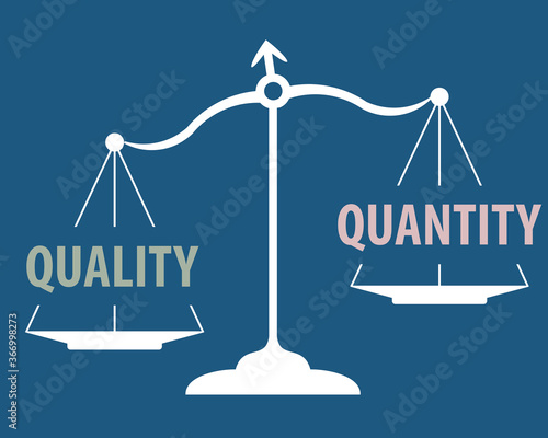 quality and quantity on scales, vector illustration 