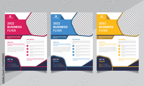 Professional Vector Business Flyer design template  modern layout  annual report  poster  red  blue  yellow colorful  shape design size a4 illustrator