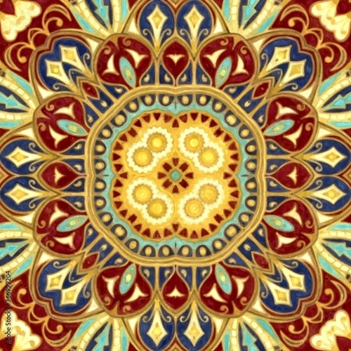Abstract decorative multicolor texture kaleidoscopic pattern computer generated fractal design.