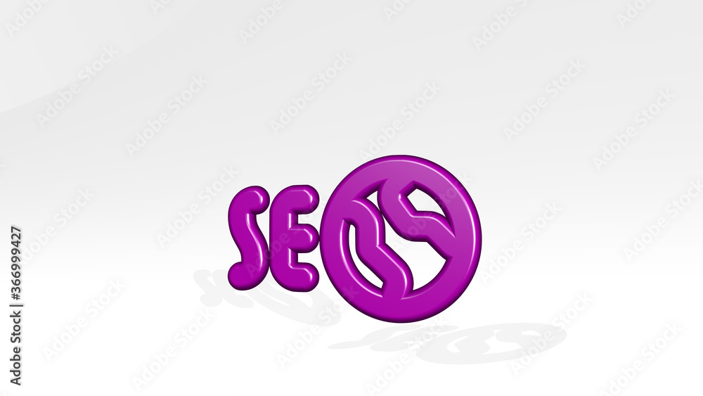SEO NETWORK from a perspective with the shadow. A thick sculpture made of metallic materials of 3D rendering. illustration and business SEO NETWORK from a perspective with the shadow. A thick sculpture made of metallic materials of 3D rendering. illustration and business