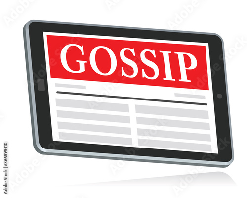 gossip newspapers on tablet computer, vector illustration 