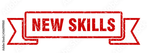 new skills grunge vintage retro band. new skills ribbon
