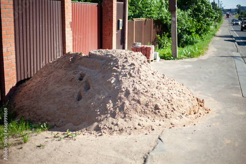 Building material sand. Sand to create a road.