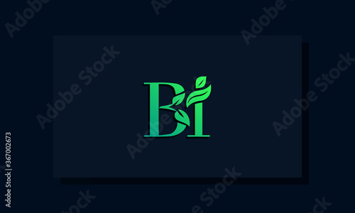 Minimal leaf style Initial BI logo. It will be suitable for ECO, green, nature, Farming, environment, growth and herbal related Brand or company.