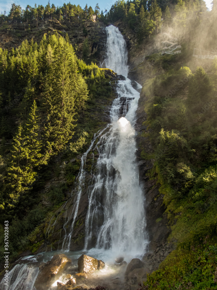 Climbing on the Stuibenfall via ferrata Climbing on the Stuibenfall via ferrata