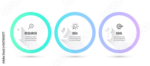 Vector Infographic design with 3 options or steps. Infographics for business concept. Can be used for presentations banner, workflow layout, process diagram, flow chart, info graph