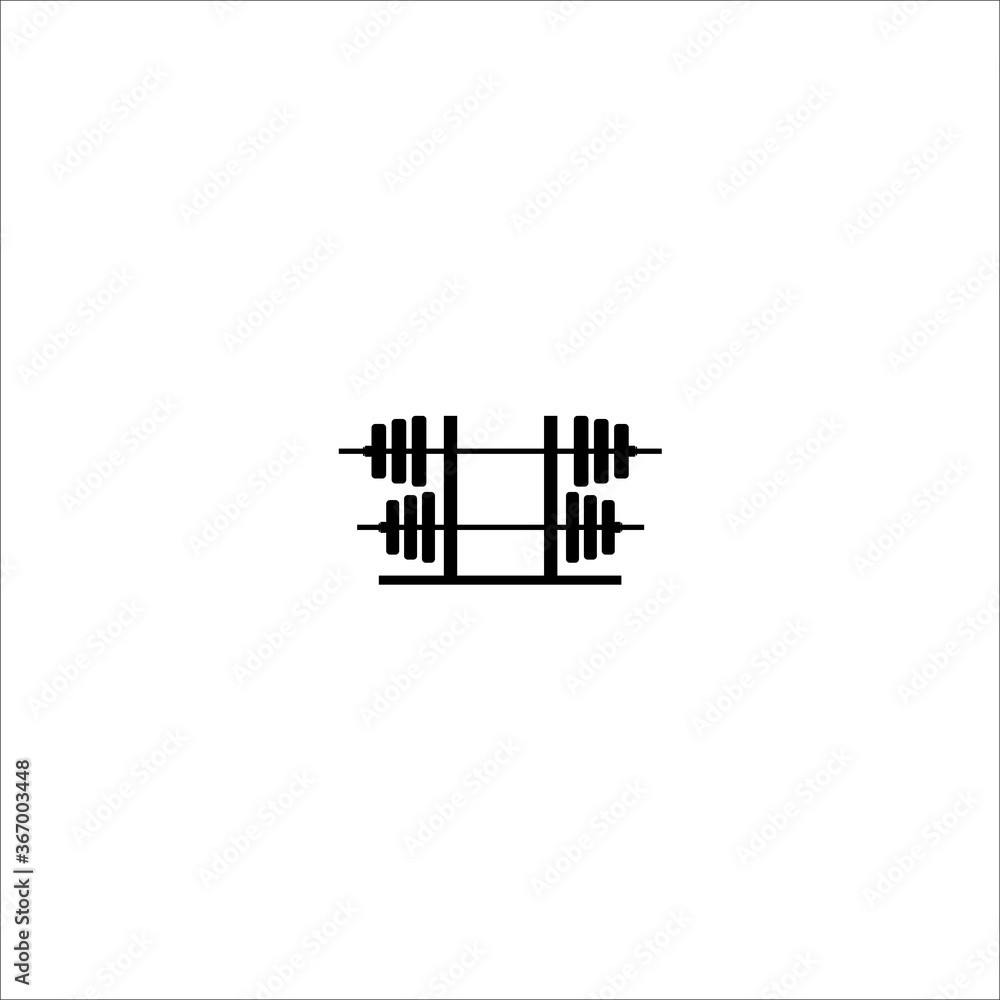 Two barbells vector solid icons Two barbells vector solid icons