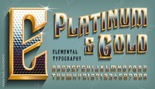 Platinum and Gold is an Ornate Alphabet with Metallic Effects of Precious Metals.