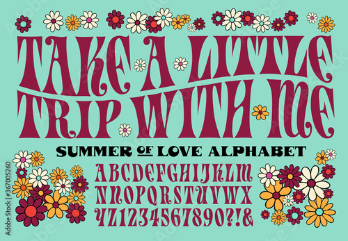 Psychedelic 1960s Style Hippie Alphabet
