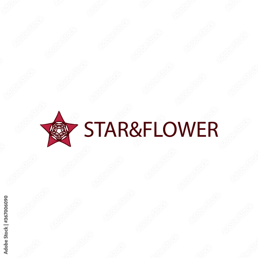 Obraz premium red star logo ornamental. FIVE ROSES SHAPE INCLUDE