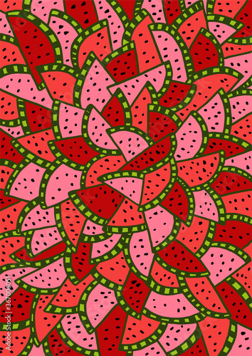 watermelon vector background, bright summer pattern