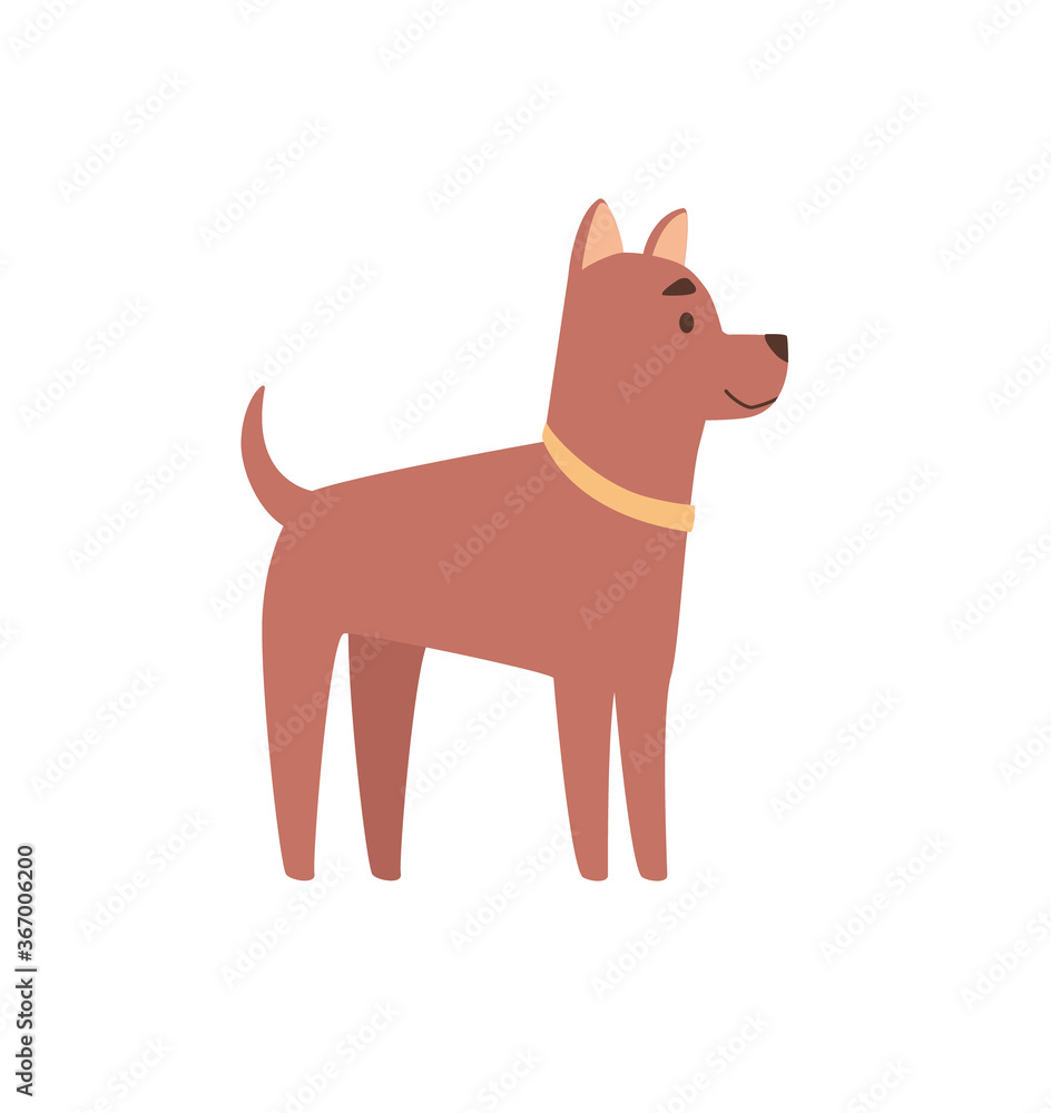 Vector illustration of a terrier in profile. Flat style, cartoon character, isolated. Funny.brown dog in a collar. Vector illustration of a terrier in profile. Flat style, cartoon character, isolated. Funny.brown dog in a collar.
