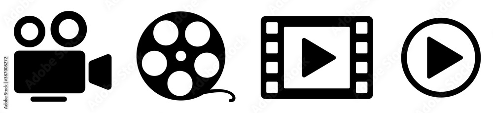 Cinema icons. Video icon set. Vector, illustration Cinema icons. Video icon set. Vector, illustration