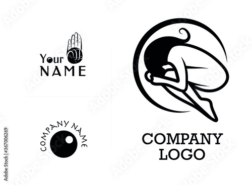 Logo set stop violence and good for organization that prevent human trafficking. sign stop and beautiful women curled up in a ball