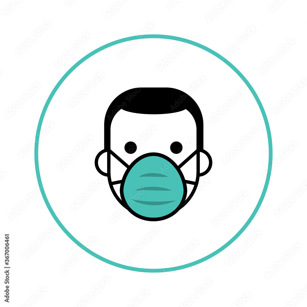 Person wearing face mask vector icon. Coronavirus pandemic protection. Person wearing face mask vector icon. Coronavirus pandemic protection.