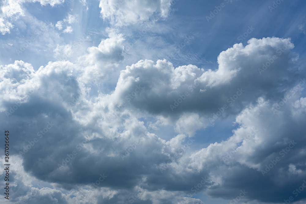 Fototapeta premium Blue sky with clouds and sun.