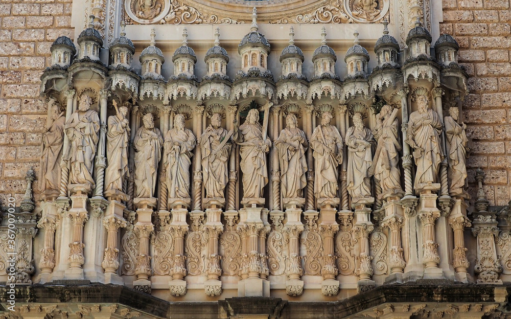 Sculpture at the entrance of the abbey of Montserrat in Catalonia.