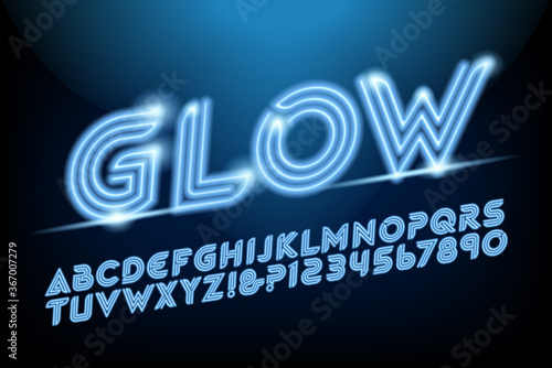 A Glowing Neon Style Alphabet in Blue Tones