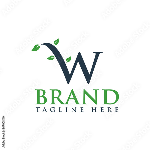 monogram logo letter W leaf