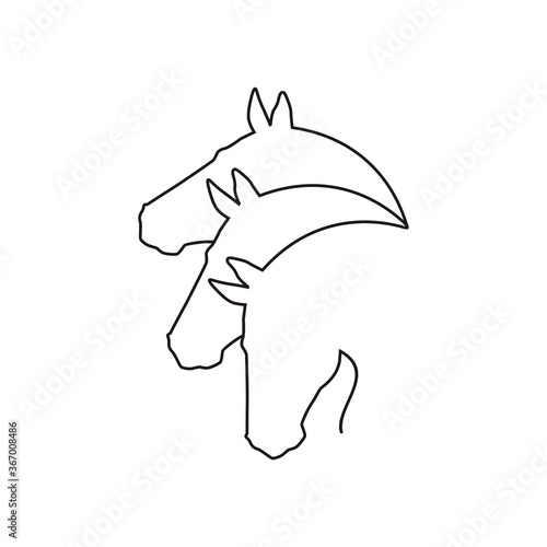 Thin line horse head silhouette